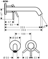 HANSGROHE Tecturis S Einhebel-Waschtischmischer Unterputz Wandmontage 225 mm chrom