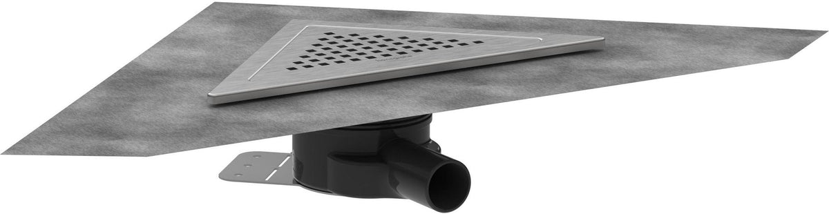 hansgrohe RainDrain Corner Komplettset Punktablauf 240/240, Edelstahl gebürstet – rahmenloses Design, DN40, höhenverstellbar