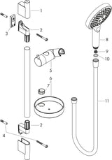 HANSGROHE Raindance Select S 120 Brauseset mit 3 Strahlarten, Select-Taste und Seifenschale in Chrom