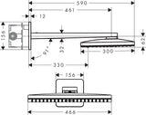 AXOR ShowerSolutions Kopfbrause 460/300 3jet Chrom – Rechteckige Regendusche mit 3 Strahlarten