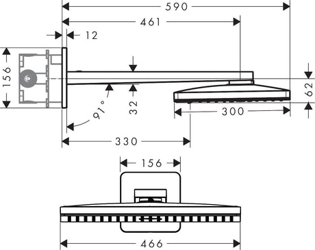 AXOR ShowerSolutions Kopfbrause 466 x 300 mm 2jet Chrom – Rain & RainStream