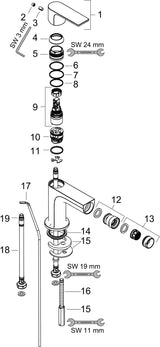 HANSGROHE Rebris E Einhebel-Bidetmischer mit Zugstangen-Ablaufgarnitur, chrom