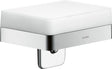 AXOR Universal Softsquare Flüssigseifenspender mit Ablage, Glas, 180 ml, chrom