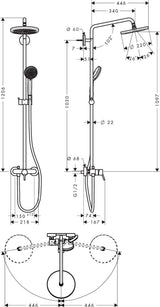 HANSGROHE Showerpipe CROMA 220 AIR 1jet DN 15 mit Einhebelmischer, chrom