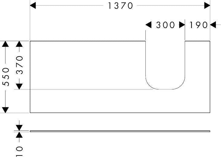 HANSGROHE Konsole Xevolos E 1370x550 mm mit Ausschnitt rechts mattweiß