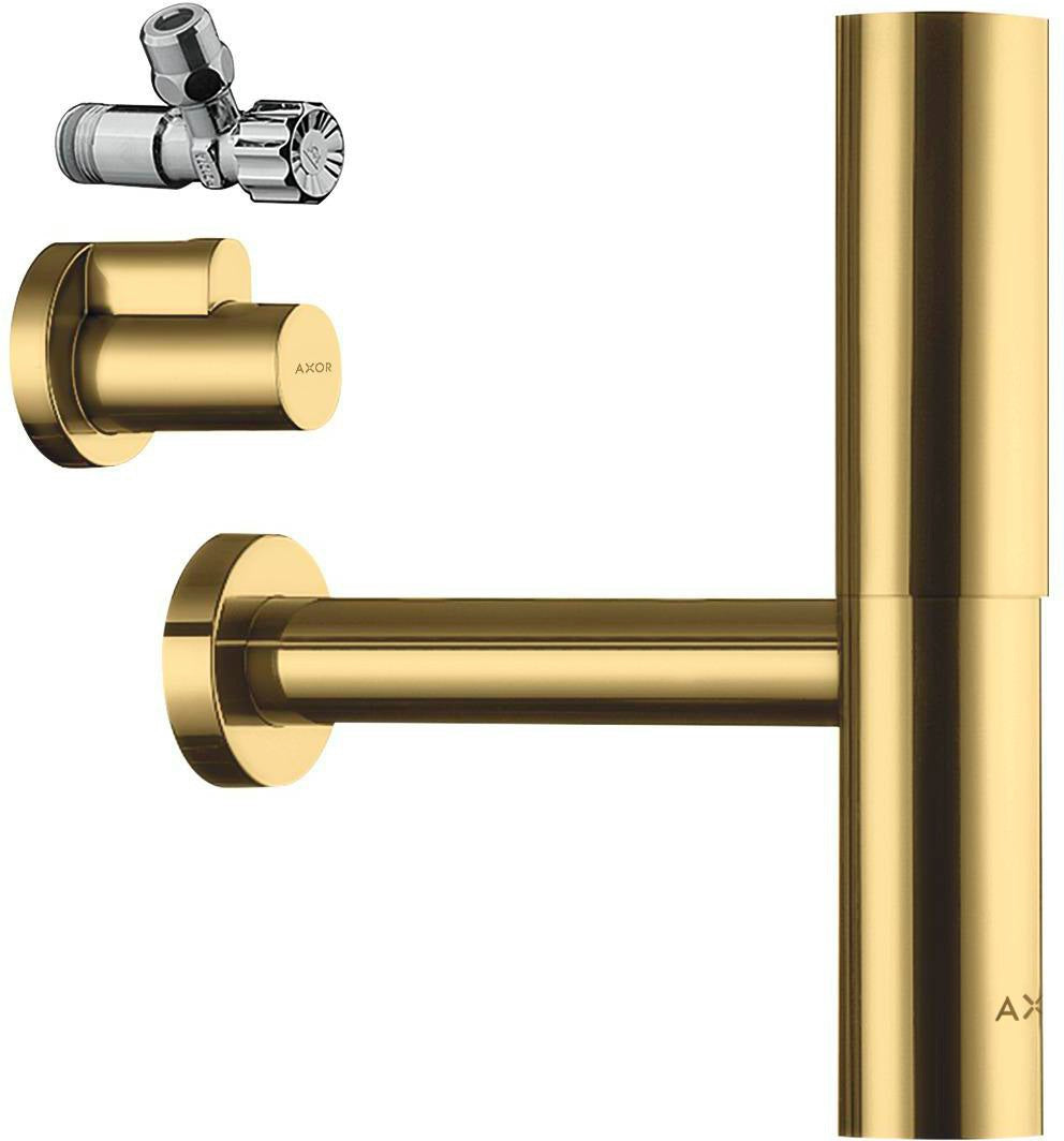 AXOR Designsiphon Set FLOWSTAR mit Eckventilen und Schubern, chrom – Flaschensiphon für Waschtische