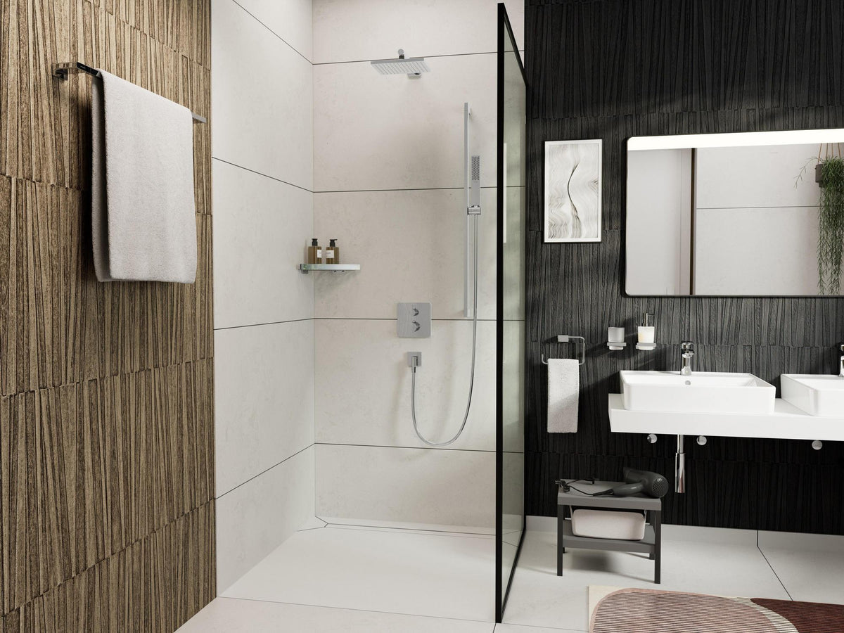 Hansgrohe Wandanschluss FixFit Fine E mit Rückflussverhinderer – 1/2 Zoll, schwarz, 65 mm Rosette