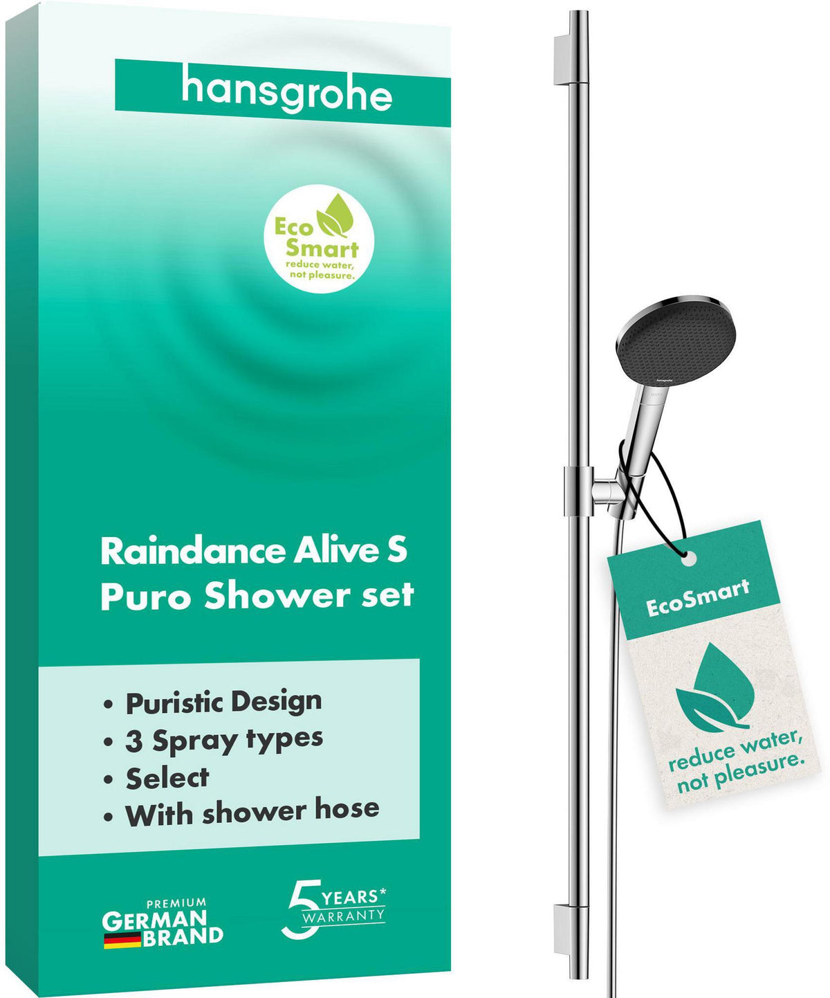 HANSGROHE Raindance Alive Select S 125 Brauseset mit 3 Strahlarten und EcoSmart
