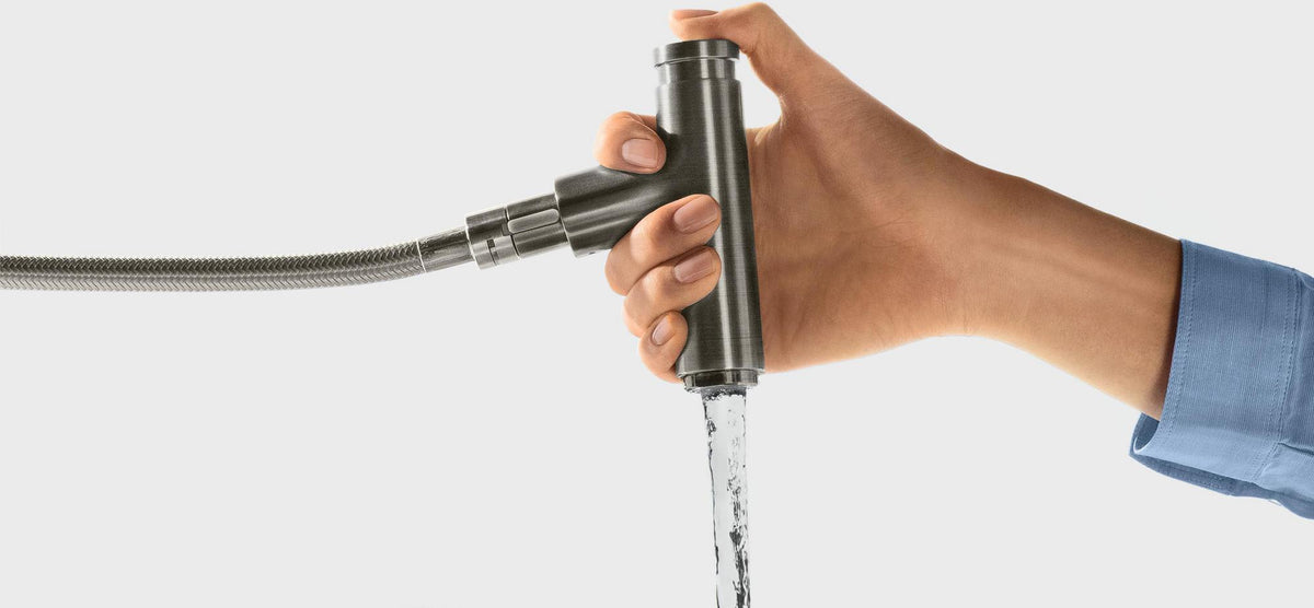 HANSGROHE Metris Select 320 Küchenmischer mit Ausziehauslauf, Select-Knopf und ComfortZone