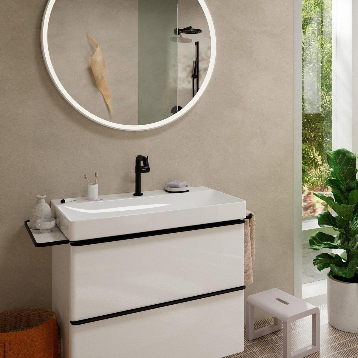 Hansgrohe Tecturis S Fine ComfortZone 150 Einhebel-Waschtischmischer mit Push-Open-Ablaufgarnitur, chrom