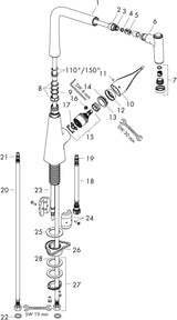 HANSGROHE Metris M71 Spültischmischer 320 Eco mit Ausziehbrause 2jet Edelstahl-Optik