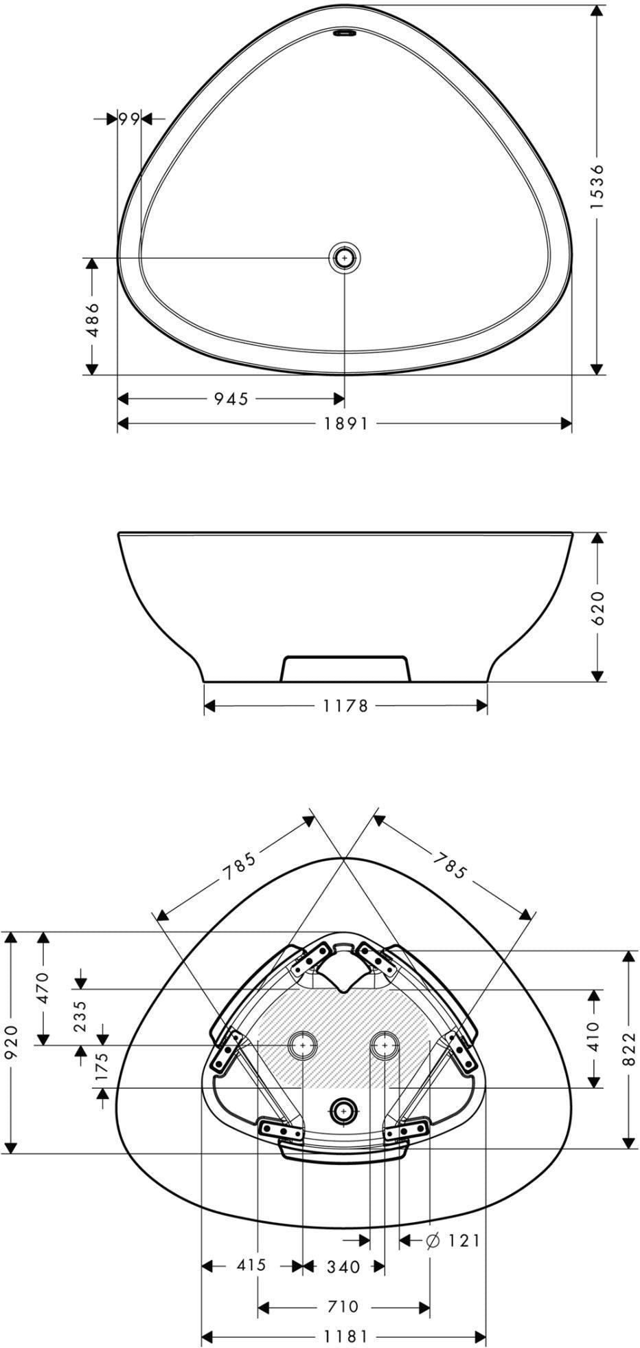 HANSGROHE AXOR MASSAUD Freistehbadewanne 1900 mm weiß – Designer-Wanne von Jean-Marie Massaud