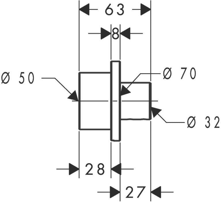 AXOR URQUIOLA Verlängerung 28 mm für Duschsäule – Quadratisch, Messing