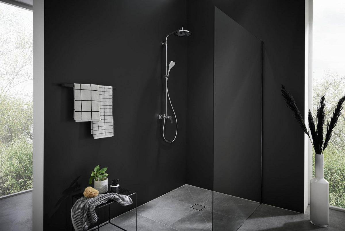 HANSGROHE Showerpipe CROMETTA S 240 chrom mit Einhebelmischer – Duschsystem mit 240 mm Kopfbrause