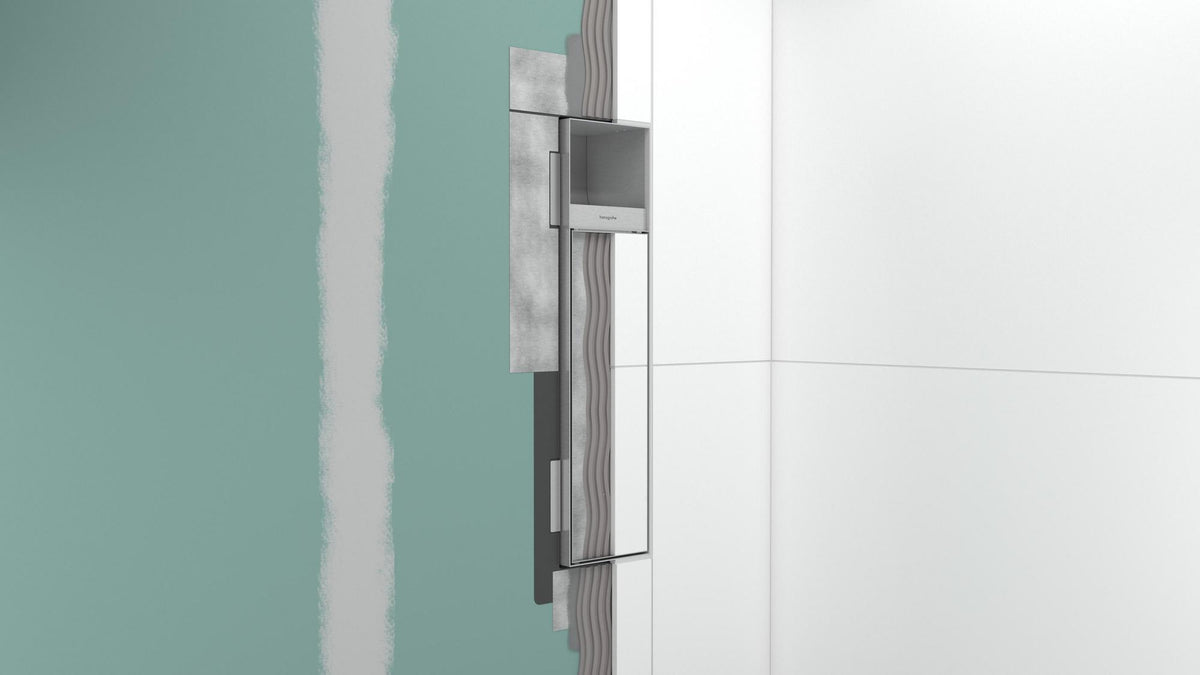 HANSGROHE XtraStoris Rock Toilettenbürstenhalter mit Papierhalter, befliesbare Tür, mattweiß