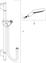 AXOR Uno² Brauseset mit Axor 120 3jet Handbrause, Brausestange 90 cm und Brauseschlauch in Chrom