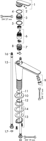 AXOR Citterio C Einhebel-Waschtischmischer 125 mm mit Ablaufgarnitur, chrom