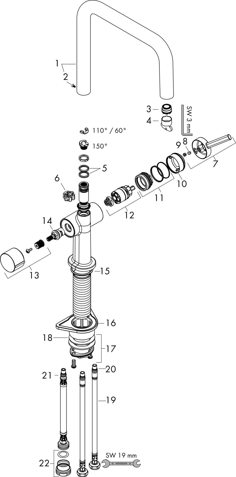 HANSGROHE Talis M54 Spültischmischer U 220 mit Geräteabsperrventil, chrom