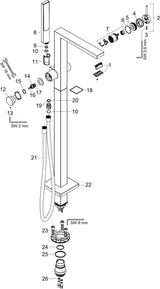 HANSGROHE Einhebel-Wannenmischer Tecturis E bodenstehend chrom mit Stabhandbrause