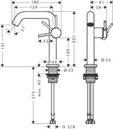 HANSGROHE Tecturis S Einhebel-Waschtischmischer mit CoolStart, 139 mm Ausladung, chrom