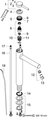 HANSGROHE Zesis S Waschtisch-Einhebelmischer 230 mm mattschwarz mit Zugstangen-Ablaufgarnitur