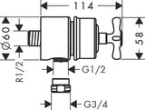 AXOR Montreux FIXFIT STOP Schlauchanschluss DN 15 mit Absperrventil und Kreuzgriff, chrom