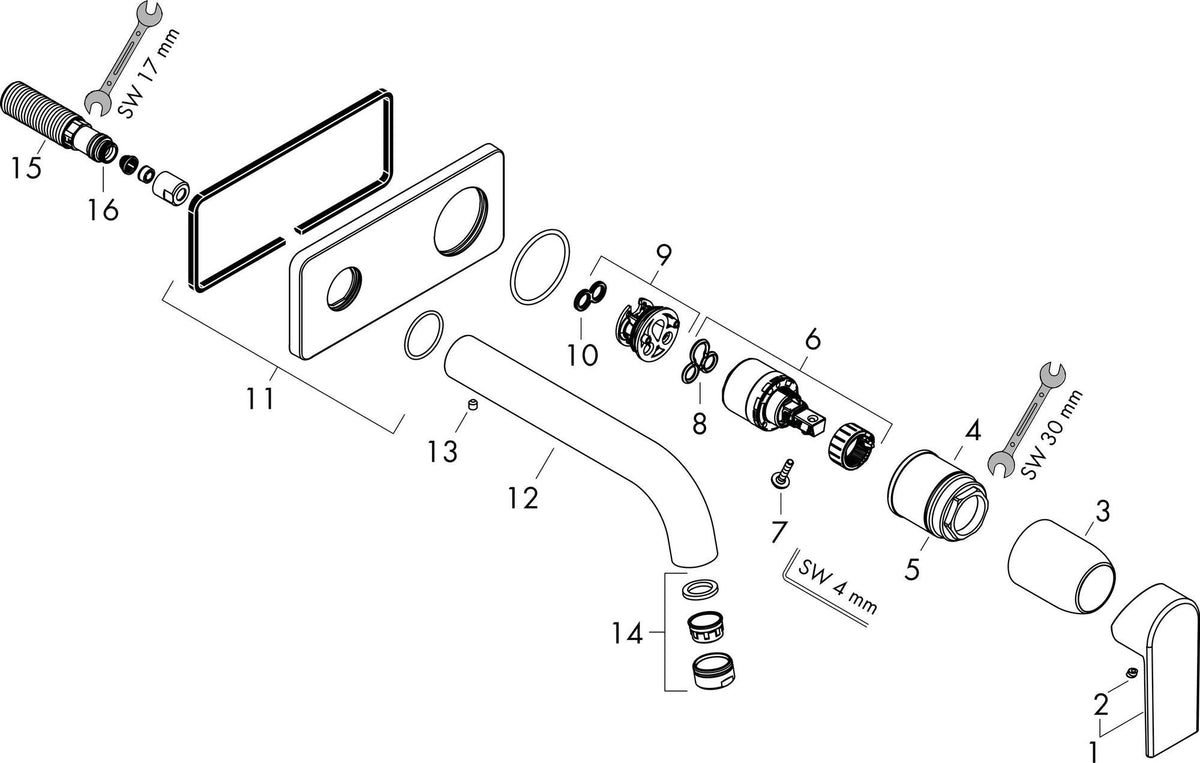 HANSGROHE VERNIS Shape Fertigmontageset für Unterputz-2-Loch-Waschtischarmatur, Chrom