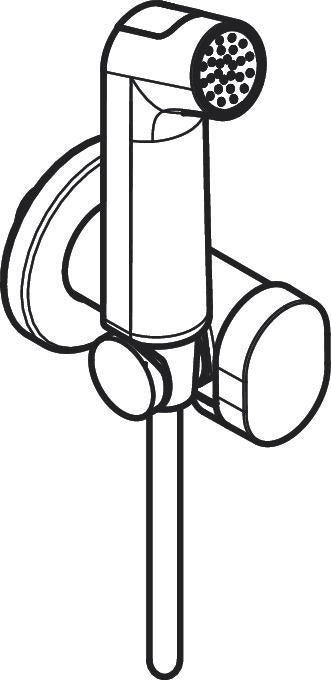 Hansgrohe Handbrause Bidette S für Warmwasser mit Brausehalter und 1250 mm Brauseschlauch