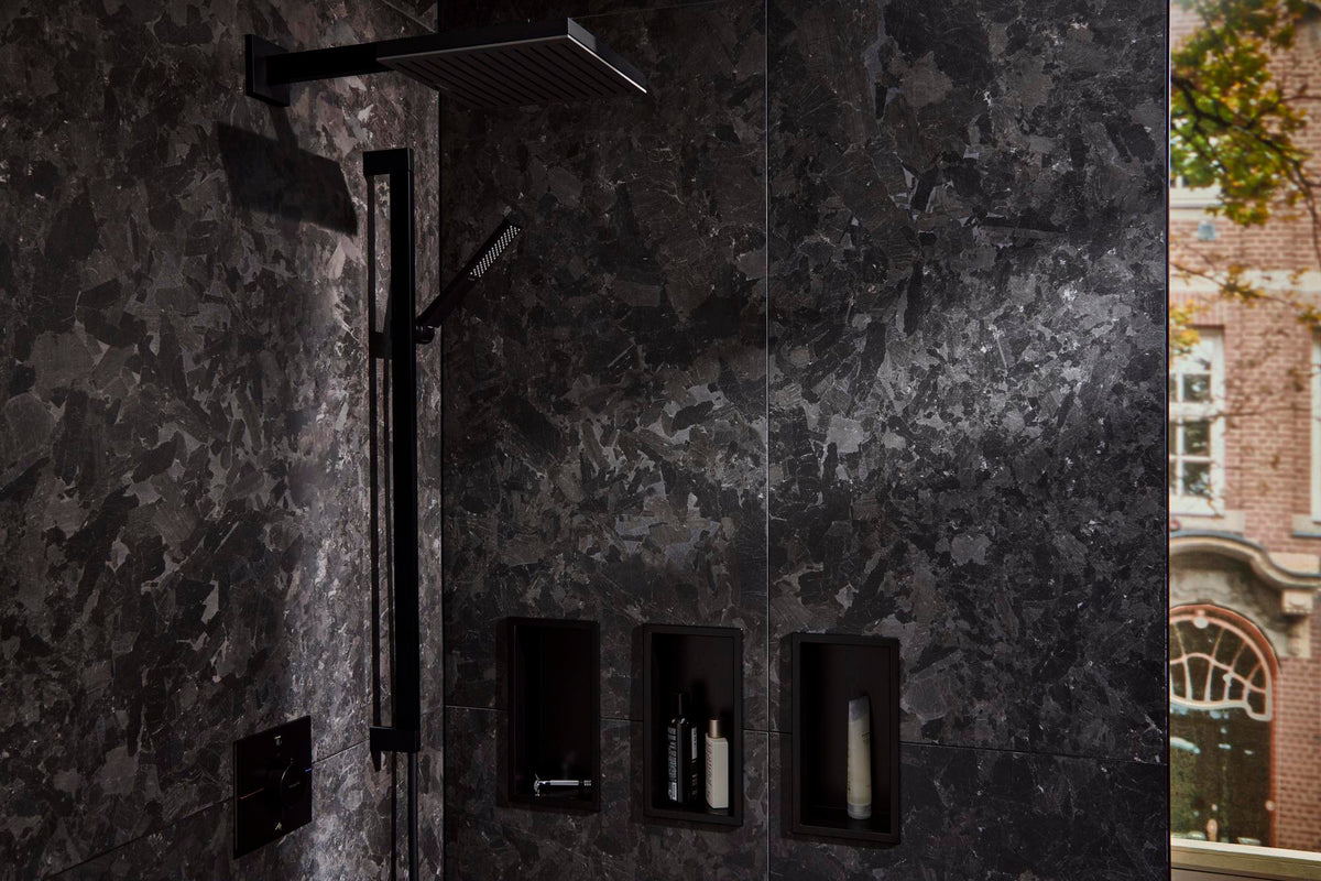 HANSGROHE Pulsify E 260 Kopfbrause 1 Strahlart PowderRain chrom – 260 x 260 mm, Fast Drain, für Wand- und Deckenmontage