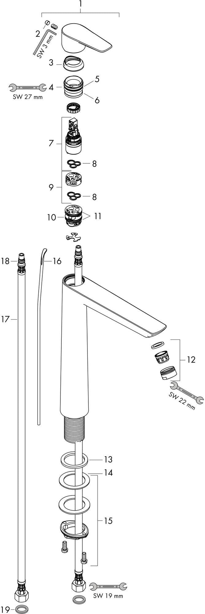 HANSGROHE Talis E Einhebel-Waschtischmischer 240 mit Zugstangen-Ablaufgarnitur, chrom
