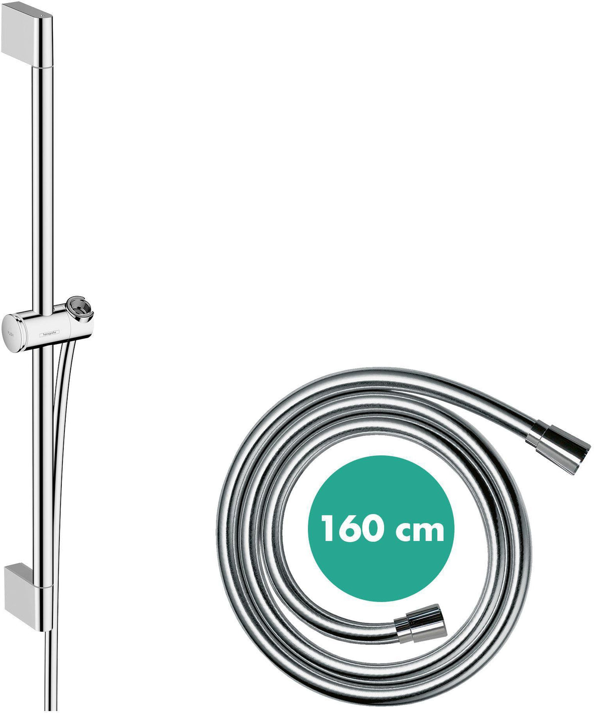 HANSGROHE Unica Pulsify Brausestange 650 mm Chrom mit Handbrausehalterung und Brauseschlauch