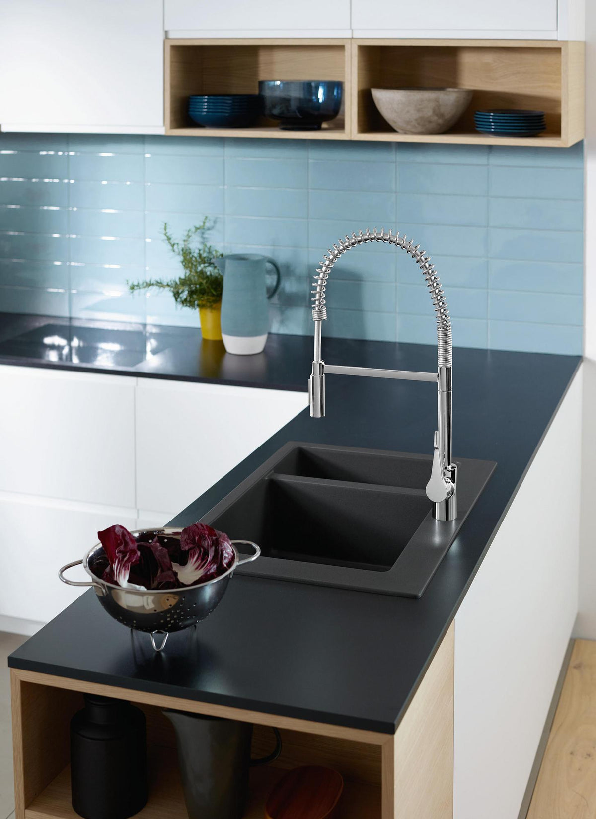 HANSGROHE Einbauspüle S51 180/450 SilicaTec Graphitschwarz mit 2 Becken