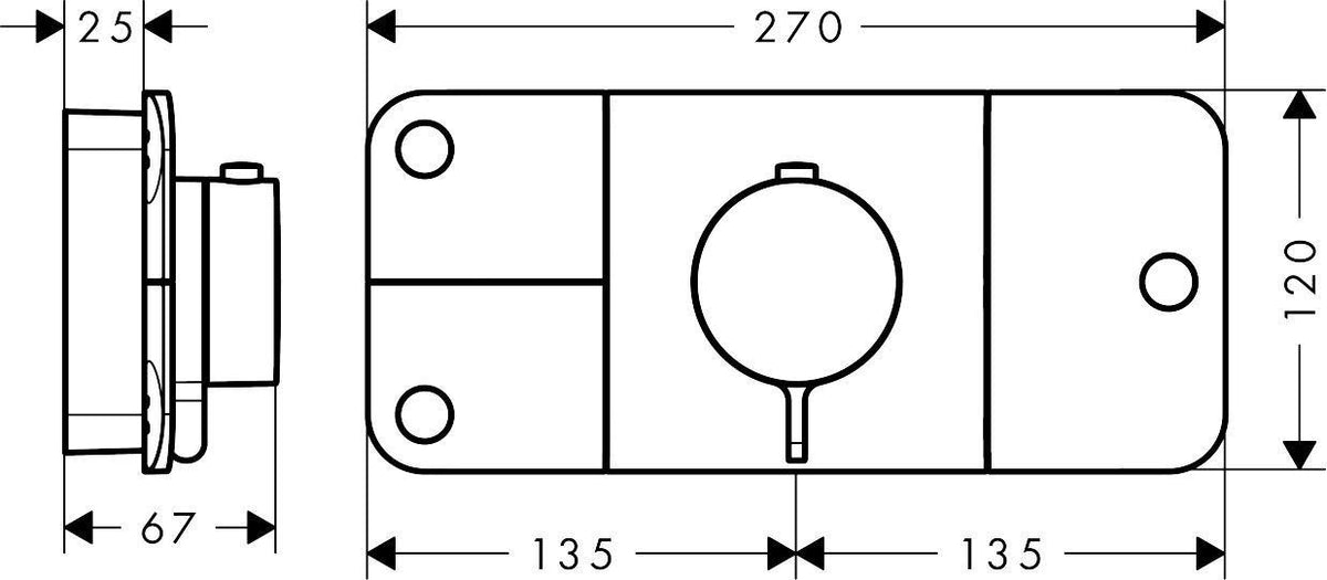 AXOR One Thermostatmodul für 3 Verbraucher – Chrom, Select-Tasten, Eco-Funktion