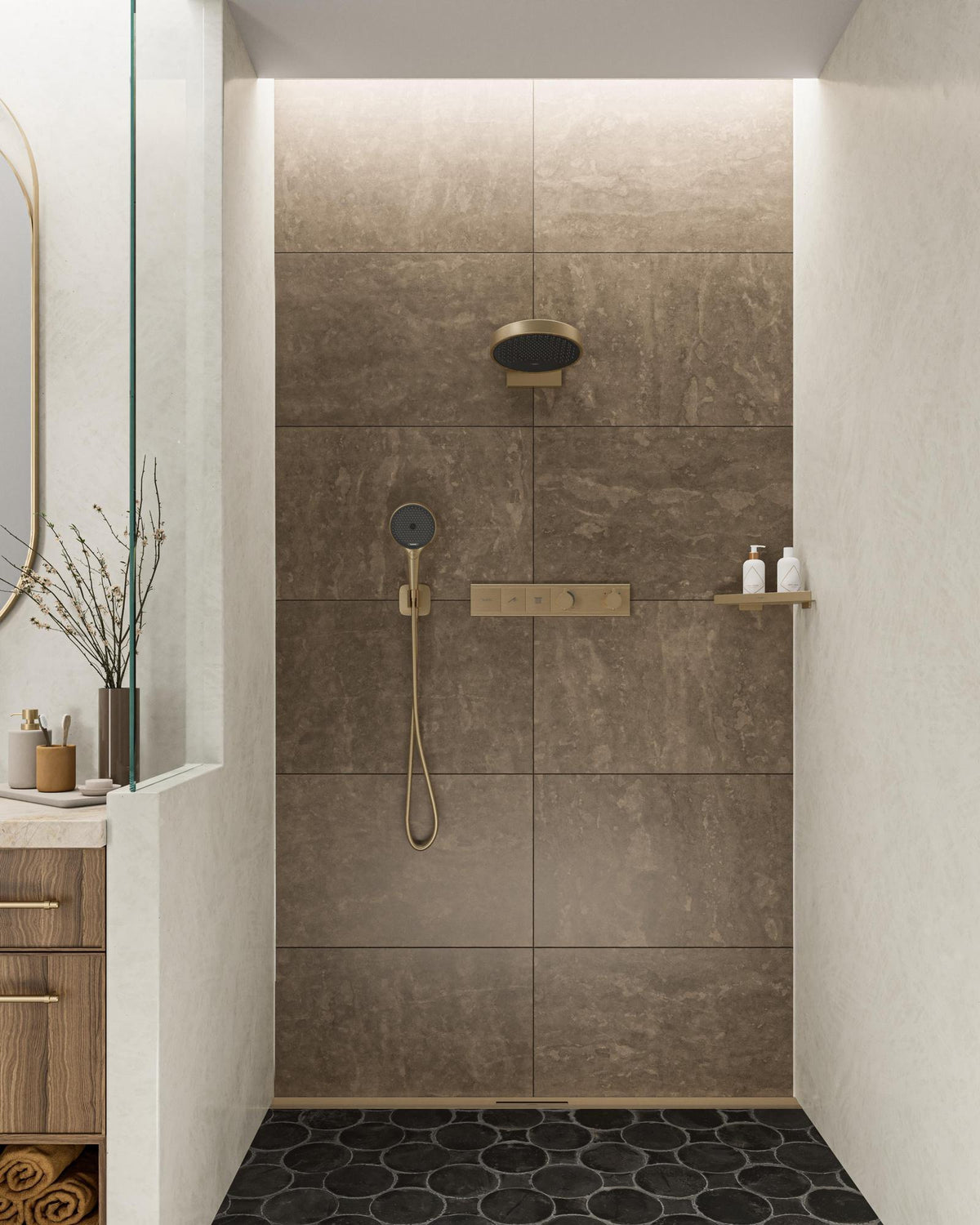 HANSGROHE HG Handbrause Rainfinity 130 3jet Chrom – 3 Strahlarten, QuickClean, Select-Taste