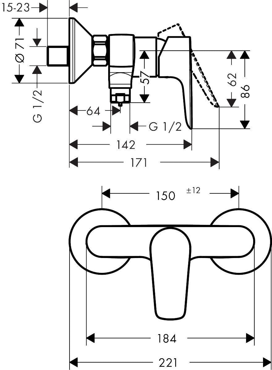 HANSGROHE Talis E Einhandhebelmischer Brause DN15 – Chrom, mit Temperaturbegrenzung