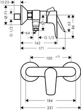 HANSGROHE Talis E Einhandhebelmischer Brause DN15 – Chrom, mit Temperaturbegrenzung