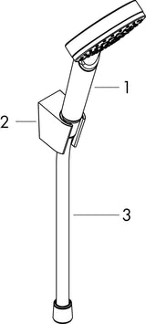 HANSGROHE Crometta 1Jet Brauseset mit Porter Brausehalter, 1,25 m Schlauch, weiß/chrom