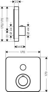AXOR ShowerSelect Soft Thermostatbatterie für 1 Verbraucher – Unterputz, Chrom, Select-Button
