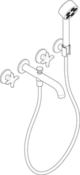 AXOR One 3-Loch Wannenarmatur Unterputz mit Handbrause – Kreuzgriff Chrom