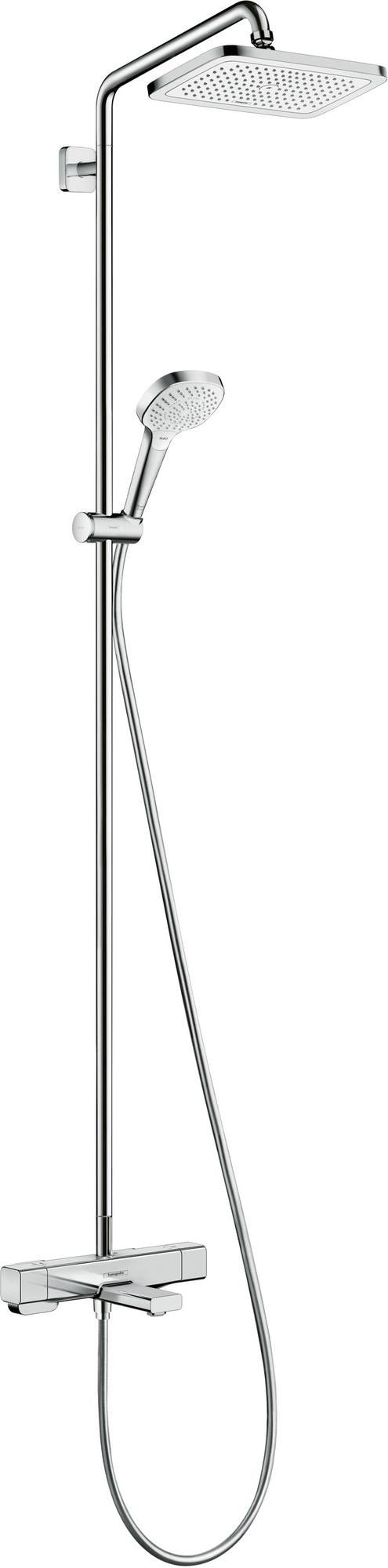 HANSGROHE Showerpipe Croma E 280 1jet chrom mit Wannenthermostat – Duschsystem mit CoolContact