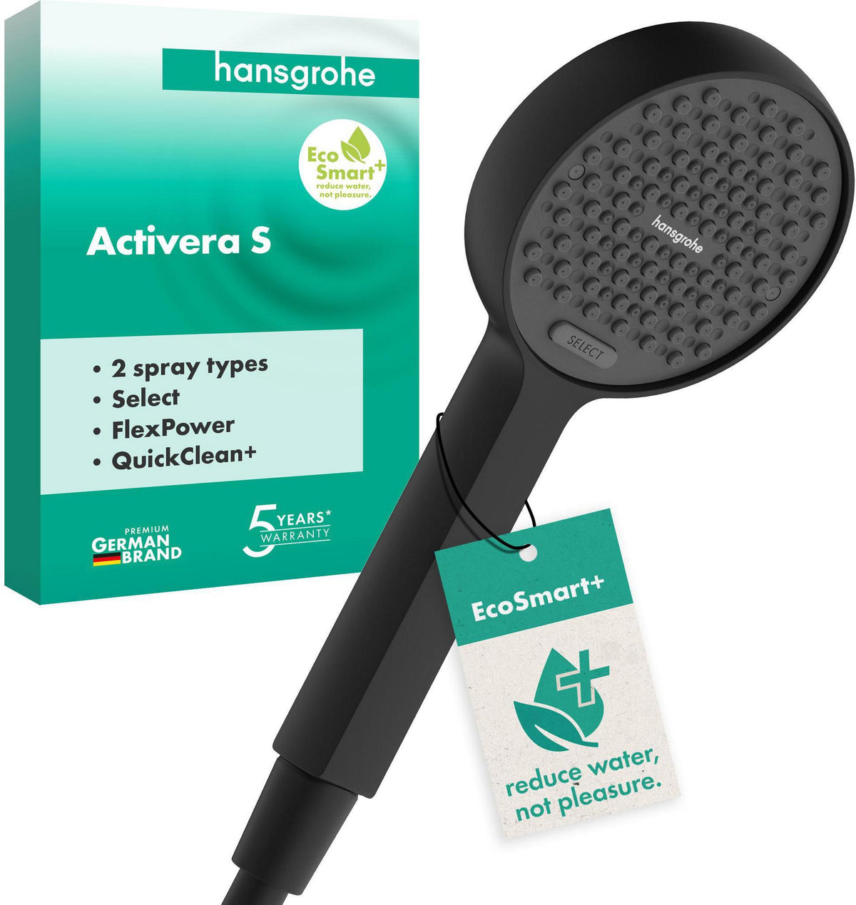 HANSGROHE Activera Select S 95 2jet EcoSmart Handbrause – Chrom, 2 Strahlarten, Select-Taste