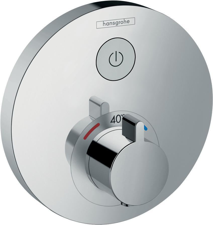HANSGROHE ShowerSelect S Aufputz-Thermostat für 1 Verbraucher, Chrom – Komfortable Select-Bedienung