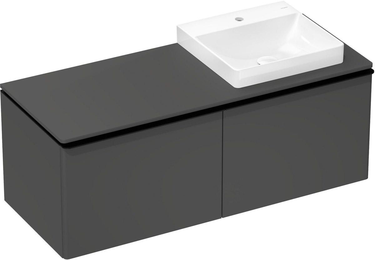 HANSGROHE Waschtischunterschrank Xelu Q 1360 mm Weiß Hochglanz mit Griffleiste Chrom