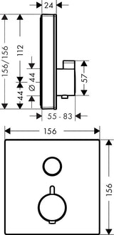 HANSGROHE ShowerSelect Glas Thermostat Unterputz für 1 Verbraucher weiß/chrom