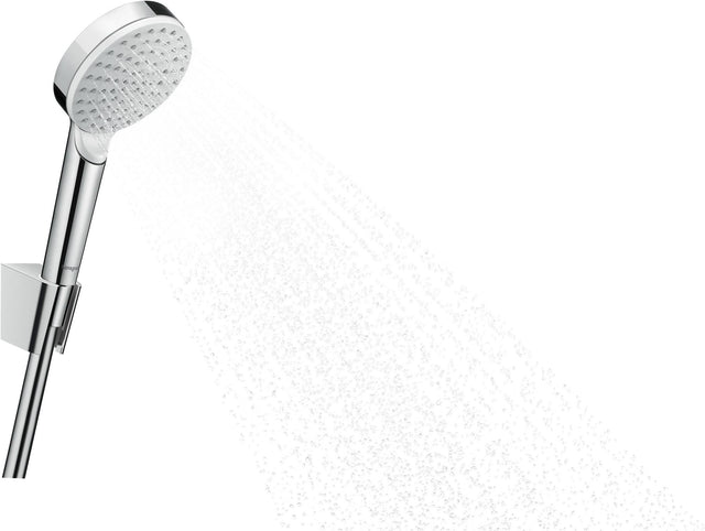 HANSGROHE Crometta 1Jet Brauseset mit Porter Brausehalter, 1,25 m Schlauch, weiß/chrom