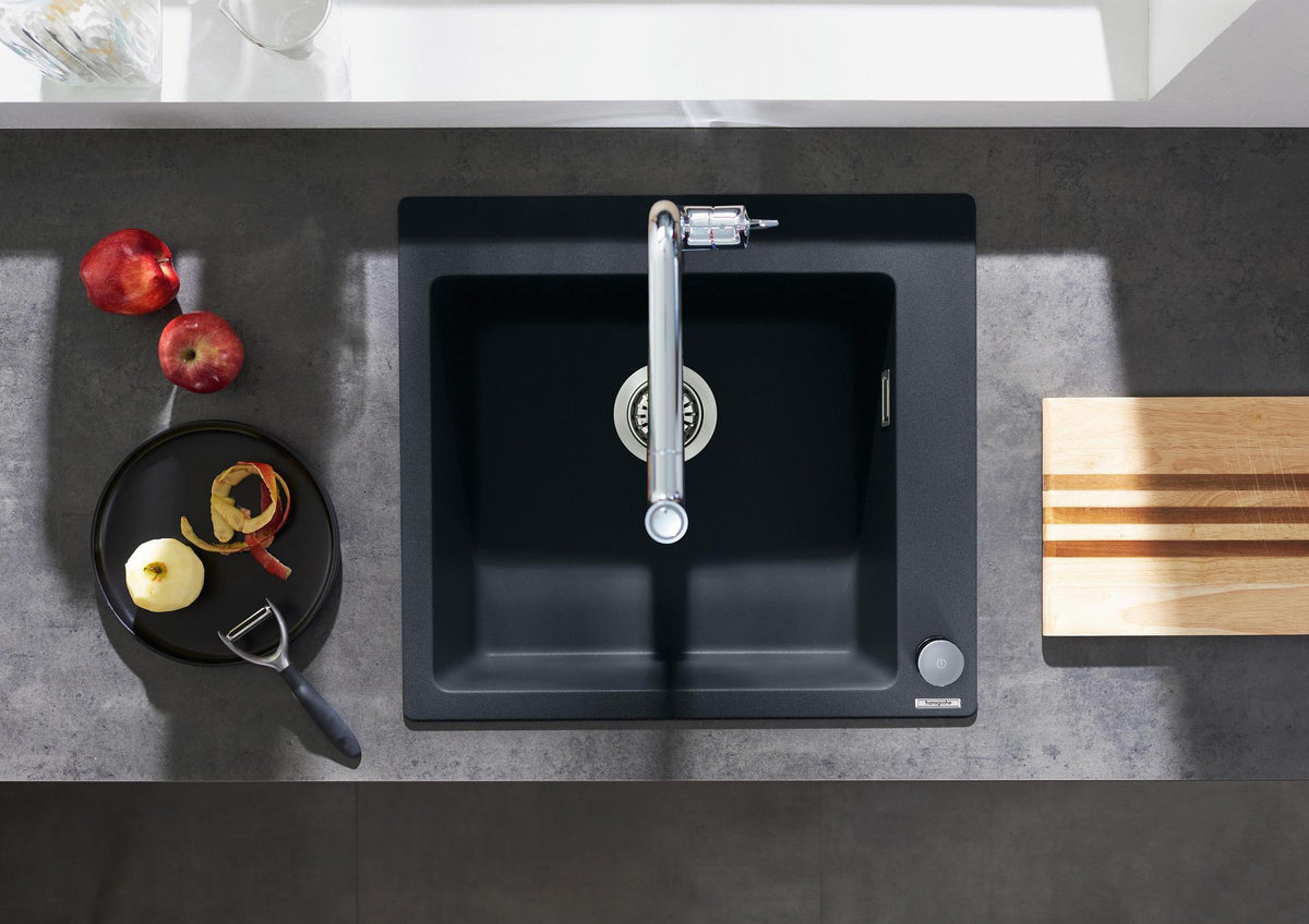 HANSGROHE Einbauspüle S51 450 SilicaTec graphitschwarz 1 Becken 60 cm Unterschrank