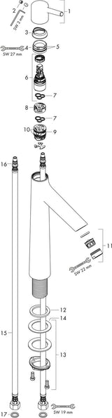 HANSGROHE Talis S Einhebel-Waschtischmischer 190 chrom mit Zugstangen-Ablaufgarnitur