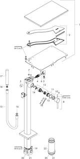 AXOR MASSAUD Einhebel-Wannenmischer DN 15 bodenstehend in Chrom – Fertigmontageset mit Handbrause