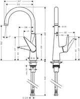 HANSGROHE Talis S Einhebel-Spültischmischer 260 mm ComfortZone mit einstellbarem Schwenkbereich