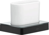 AXOR Universal Softsquare Zahnglas mattschwarz mit Halter – Wandmontage, verdeckte Befestigung